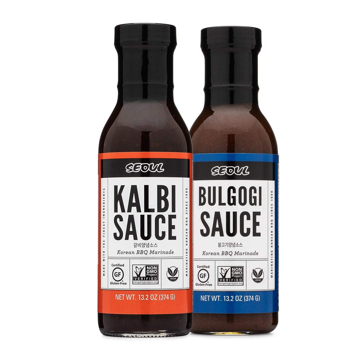 Lucky Foods Seoul Korean BBQ Sauce. Gluten Free / Non GMO (Twin Pack - 2 Bottles (1 Kalbi. 1 Bulgogi)