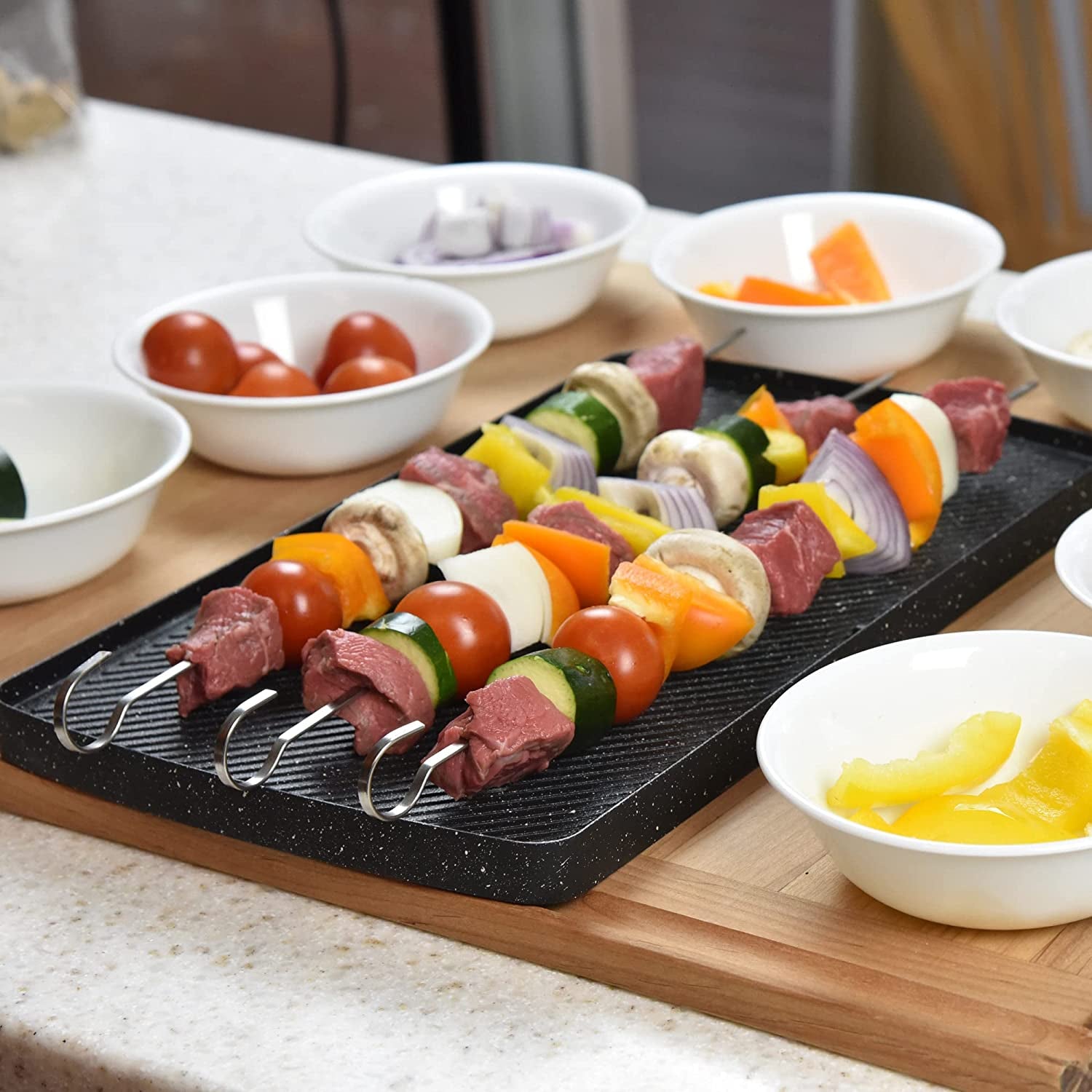 Flat Stainless Steel Kabob Skewers 12 Pack (17 Inch) - Image 8