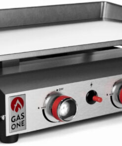 Gas One Flat Top Grill with 3 Burners Auto Ignition Propane Portable Stainless Steel Tabletop Grill with Pre Season Griddle Convenient Drip Tray Ideal for RV. Camping