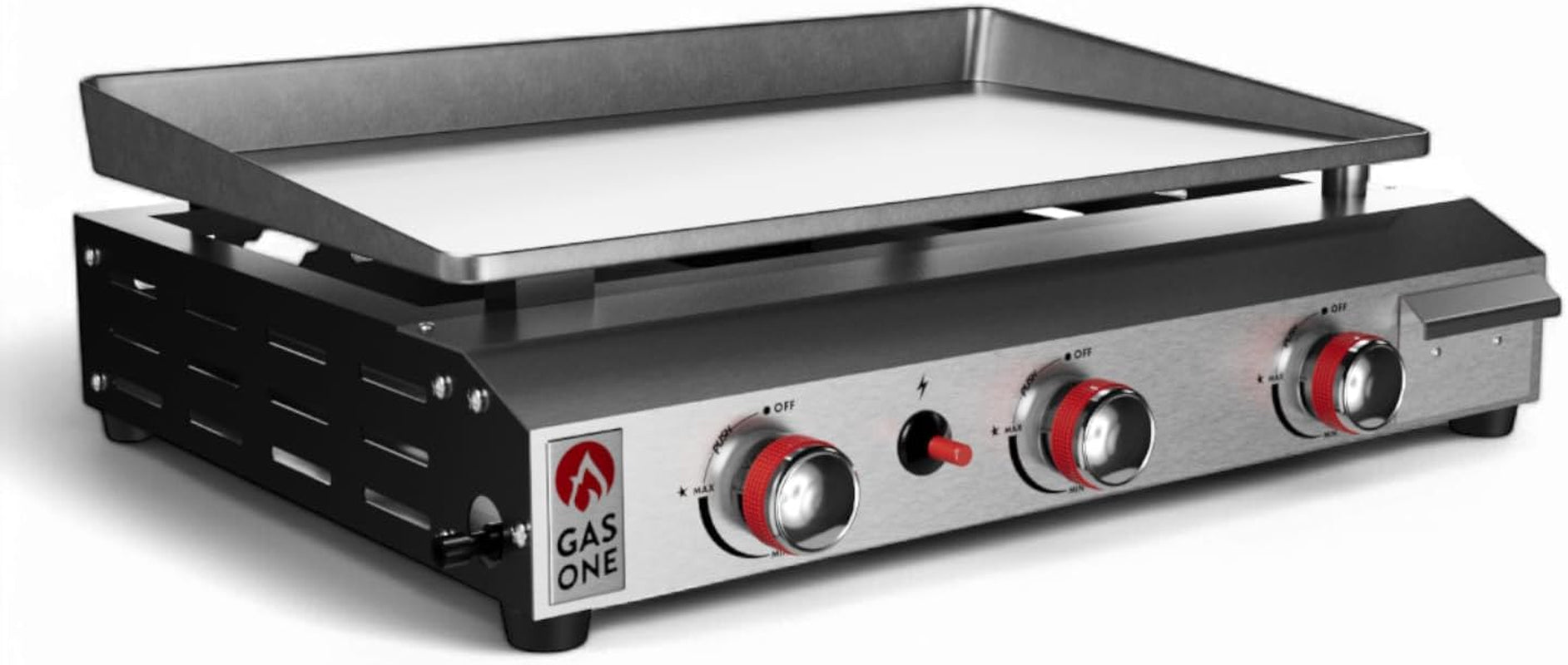 Gas One Flat Top Grill with 3 Burners Auto Ignition Propane Portable Stainless Steel Tabletop Grill with Pre Season Griddle Convenient Drip Tray Ideal for RV. Camping - Image 9