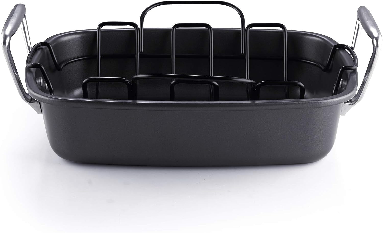 Cook N Home Nonstick Roasting Pan Bakeware Roaster with Rack. 17X13-Inches. Black - Image 5