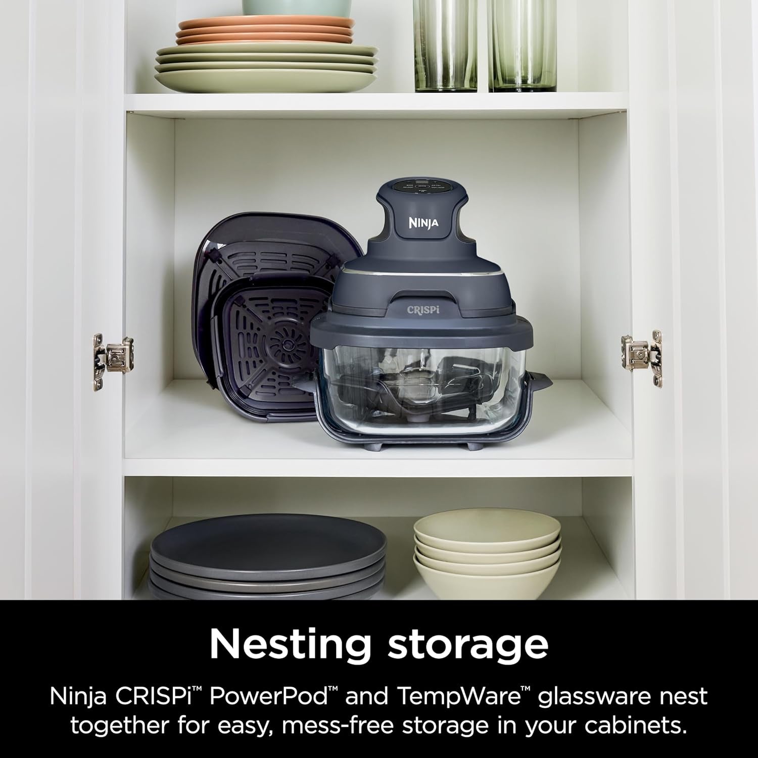 Ninja Crispi 4-In-1 Portable Glass Air Fryer Cooking System. 1500W. 4QT & 6-Cup Tempware Glass Containers with Storage Lids. Microwave. Freezer & Dishwasher Safe. Cyberspace Gray. FN101GY - Image 14