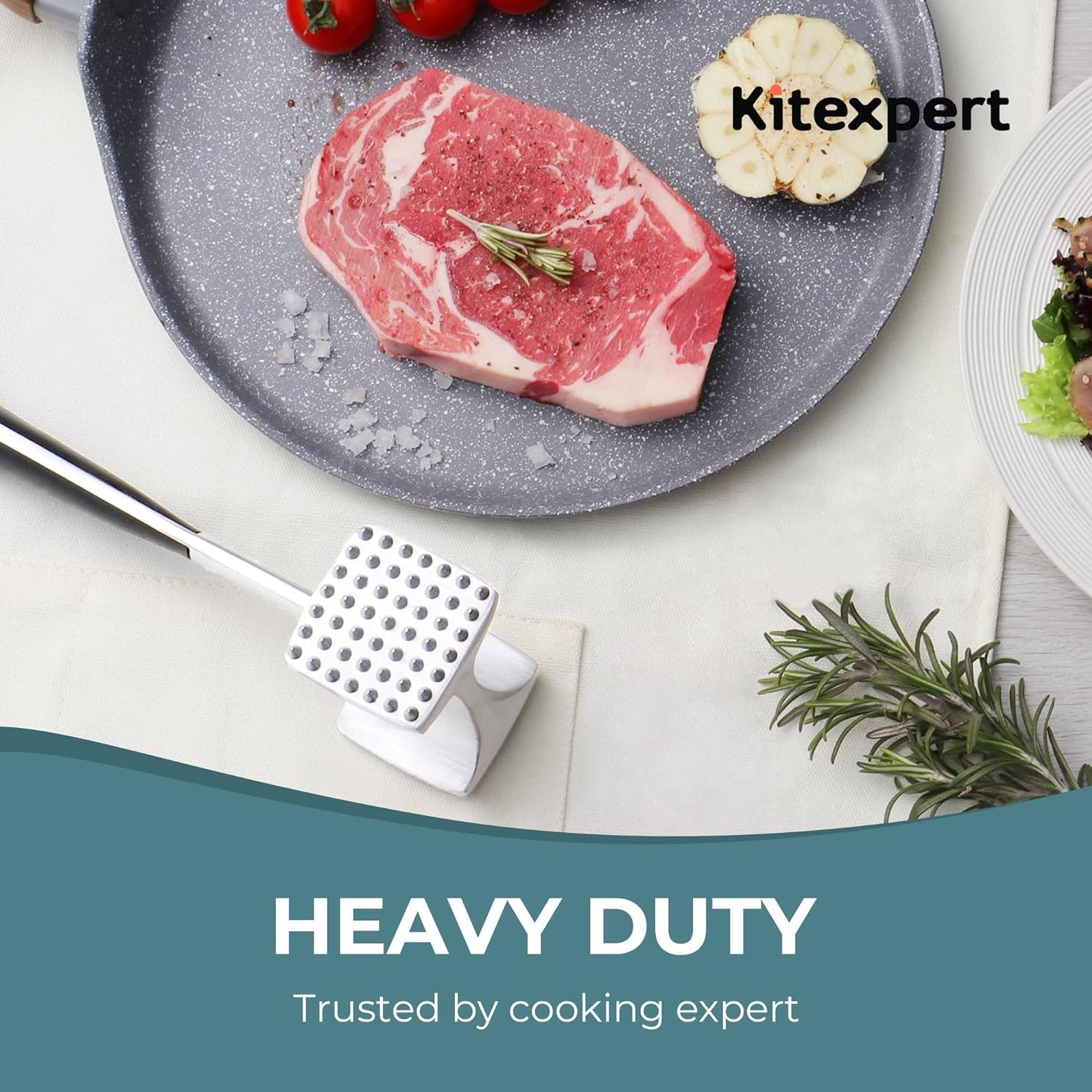 KITEXPERT Meat Tenderizer Hammer with Comfortable-Grip Handle. Dual-Side Mallet for Kitchen. Heavy Duty Pounder for Tenderizing Steak. Beef and Fish - Image 5