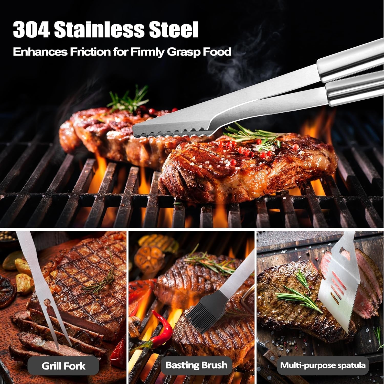Fathers Day Dad Gifts from Daughter. Grilling Accessories. Heavy Duty Stainless Steel Grill Set BBQ Grill Tools for Outdoor Grill with Aluminum Case. Camping Grill Utensils Set Ideal Grilling Gifts - Image 4