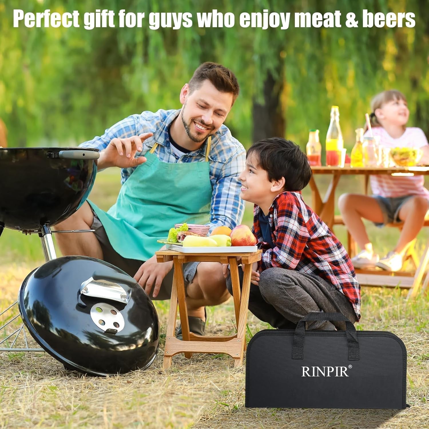 31Pcs BBQ Grill Accessories Set for Men Dad. Heavy Duty Grilling Tools Gifts for Fathers Day. Stainless Steel BBQ Utensils Kit with Mats. Grill Brush in Carrying Bag Brown - Image 6
