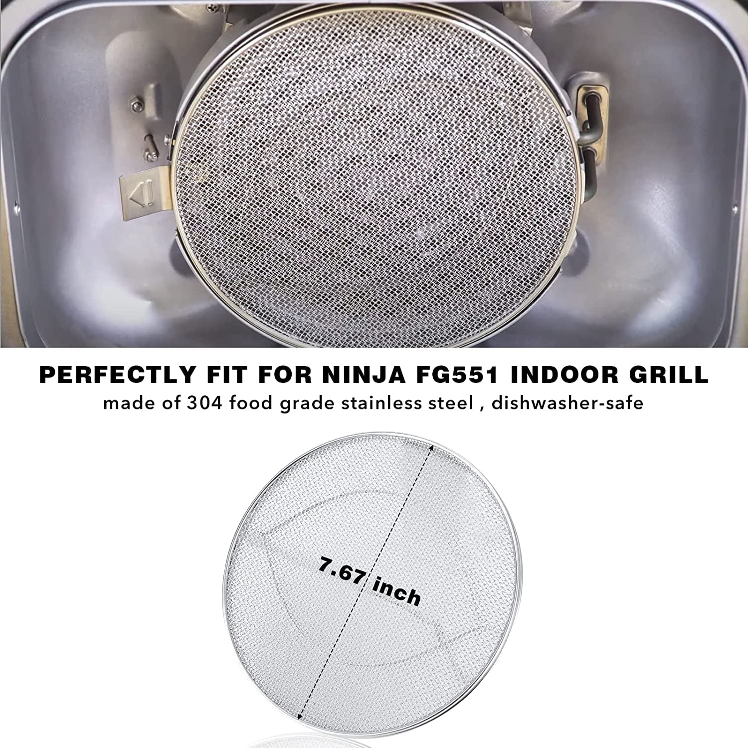 Stainless Steel Splatter Shield for FG551 Foodi. Accessories for Reusable Foodi Smart XL 6-In-1 Indoor Grill. Foodi Smart XL Accessories. Foodi Grill Air Fryer Accessories. Dishwasher Safe - Image 2