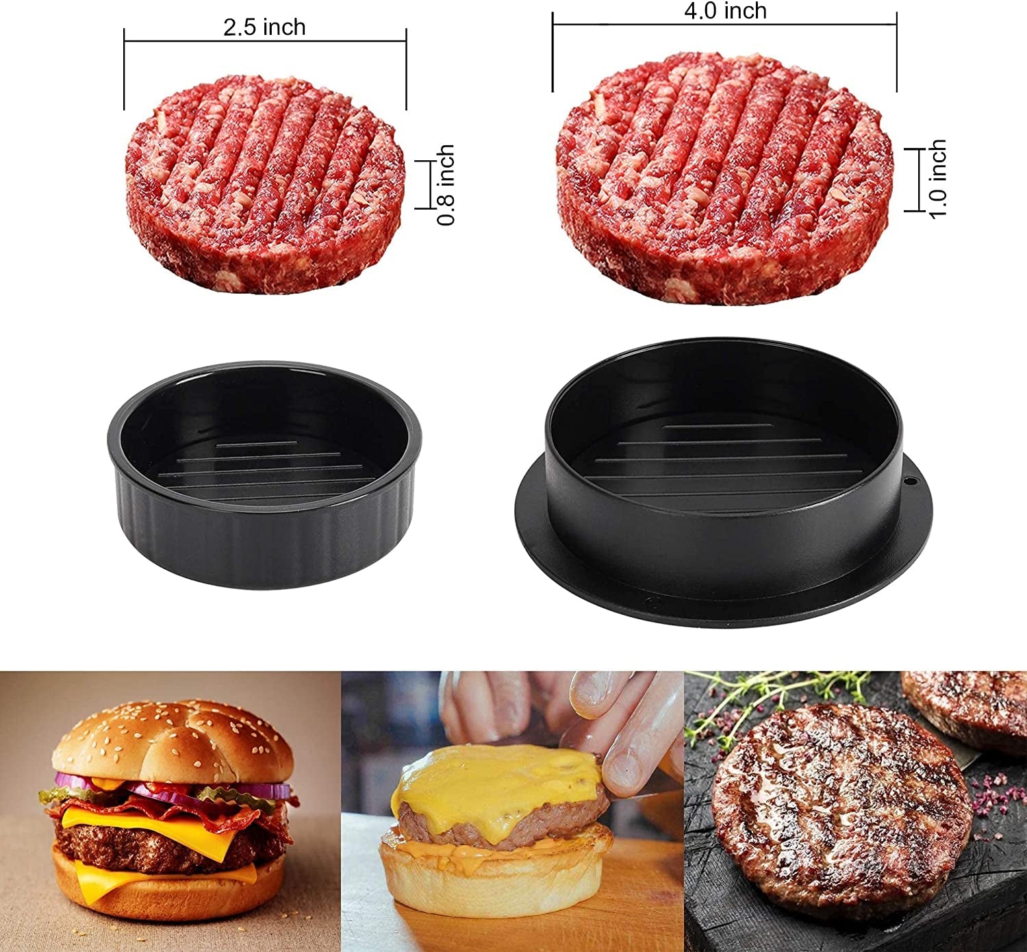 Hamburger Press Patty Maker. Burger Press. 3 in 1 Non-Stick Meat Beef Veggie Hamburger Mold. Kitchen Gadgets to Make Patty for Stuffed Slider BBQ Barbecue Grilling - Image 4