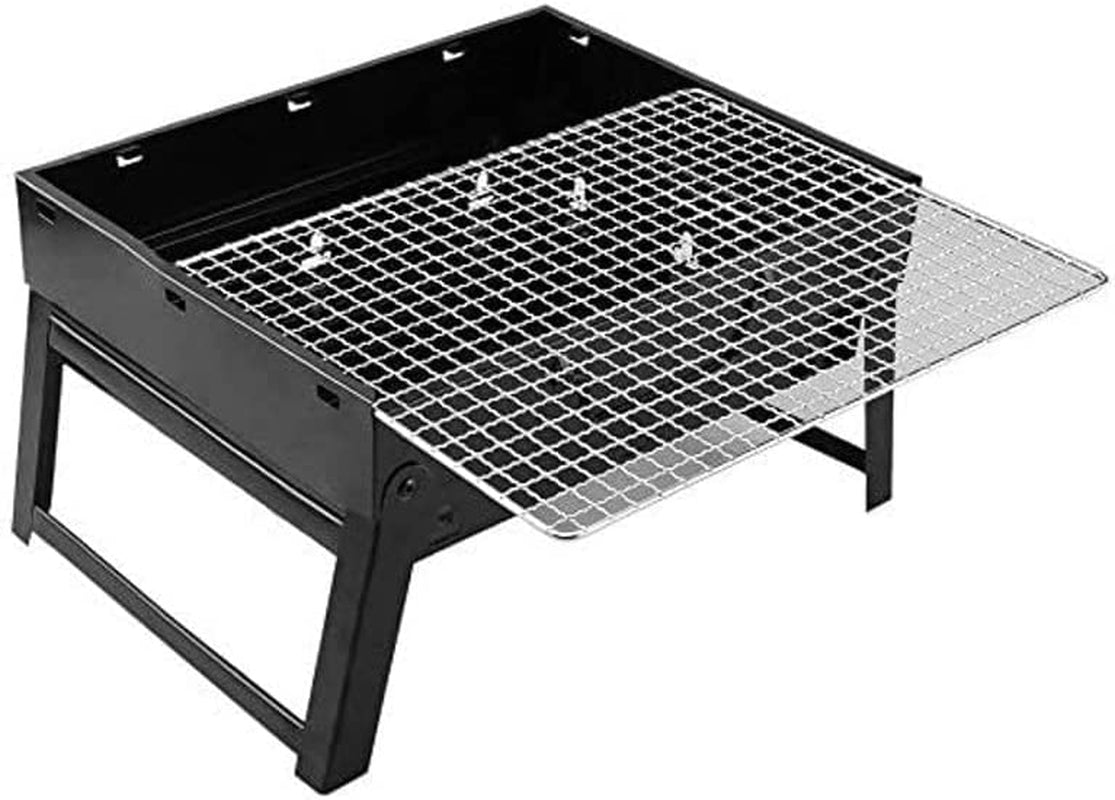 Charcoal Grill BBQ Folding Portable Stainless Steel Barbecue Grill. Barbecue Desk Tabletop Outdoor Stainless Steel Smoker BBQ for Outdoor Cooking Camping Picnics Beach(13.8 X 10.6 X 7.7) - Image 2