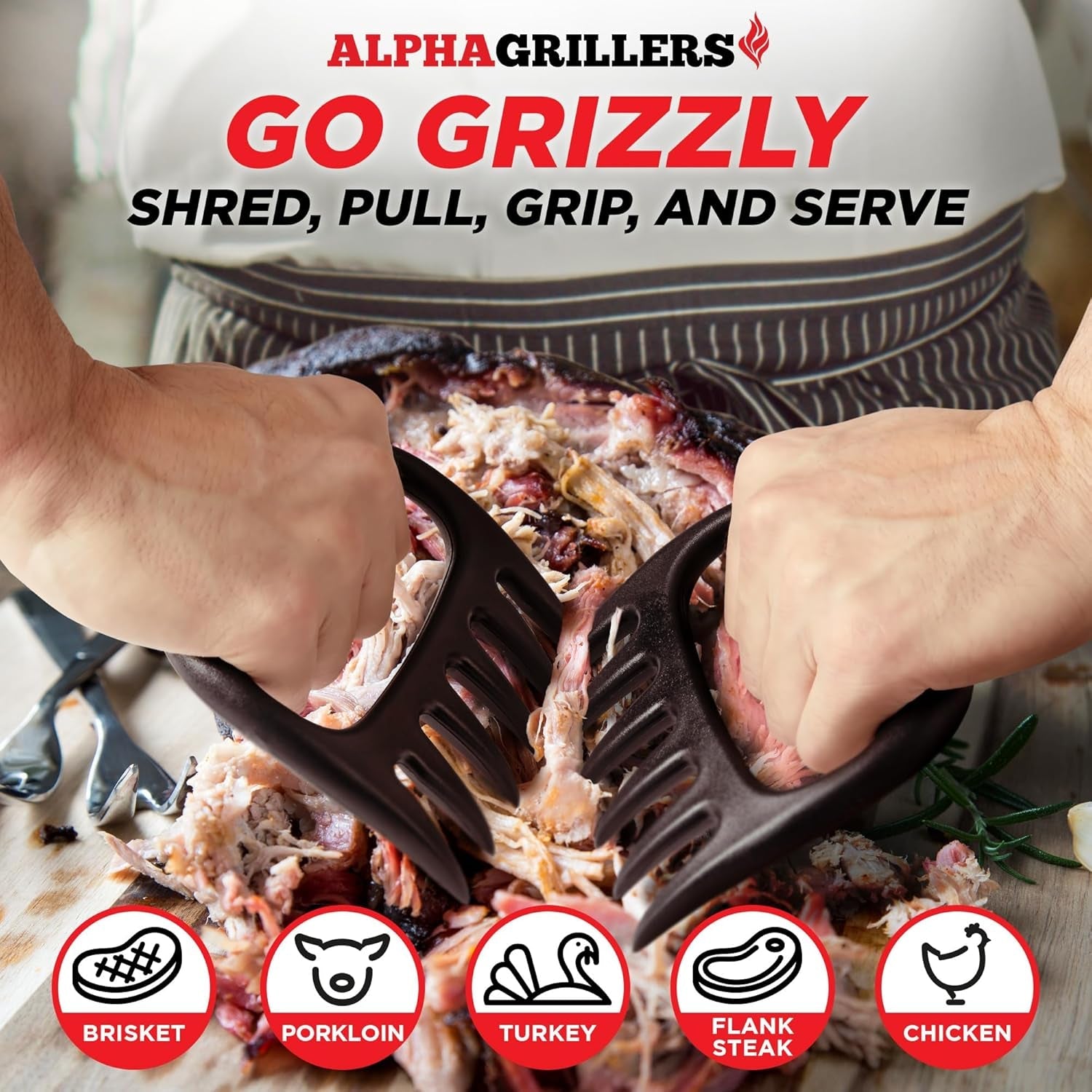 Alpha Grillers Meat Shredder Claws - Fathers Day Gifts for Dad - BBQ Grilling Accessories Gift for Men Him Husband Boyfriend Birthday - Barbecue Grill Puller for Shredding Pulled Pork Chicken - Image 2