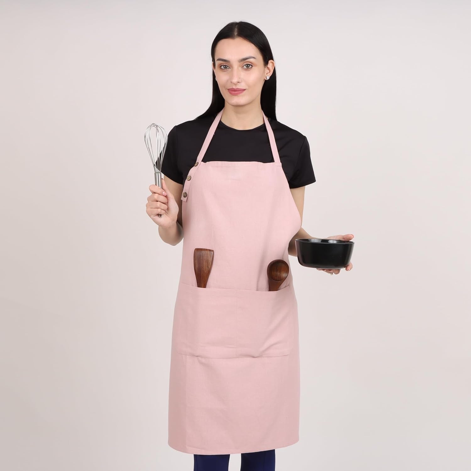 Kitchen Apron Cotton Waterdrop Resistant with Adjustable Aprons for Women with Pockets 8 Color Option Cooking - Image 6