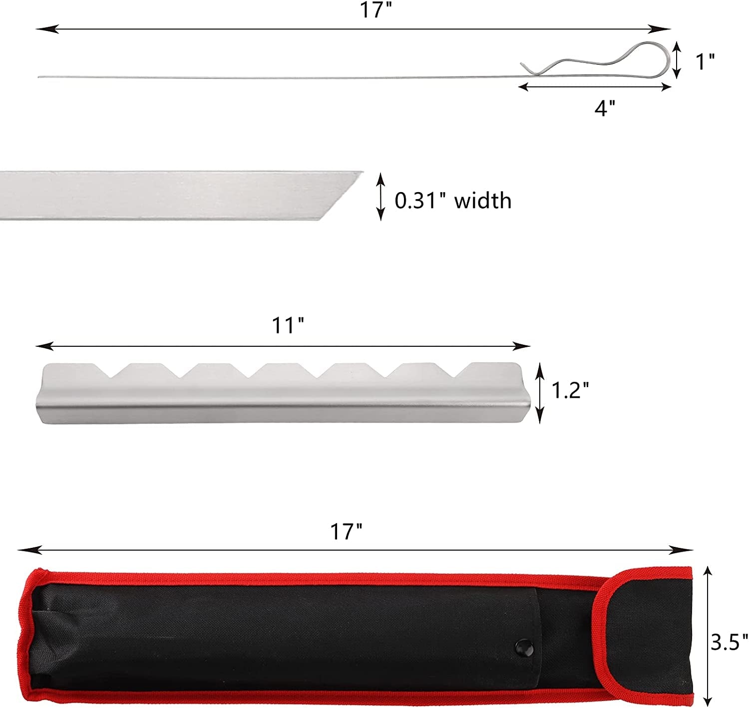 Dicunoy 9 PCS Stainless Steel Barbecue Skewers. 17 Kabob Skewers for Grilling.Reusable Metal Flat Shish BBQ Sticks with Kabob Rack Stand for Meat. Shrimp. Chicken. Vegetable Grill - Image 2