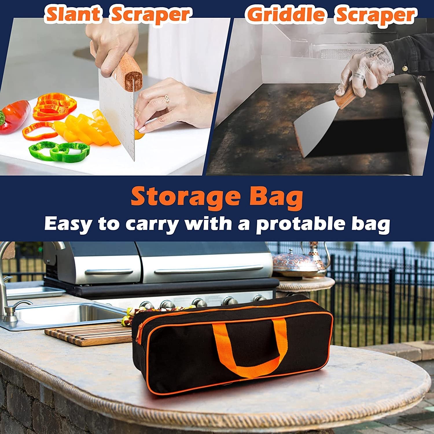 Griddle Accessories Set of 18. Stainless Steel Flat Top Grilling Accessory Outdoor Camping BBQ Cooking Tools. with Grill Spatulas. Scraper. Melting Dome. Burger Turner. Portable Carrying Bag - Image 6