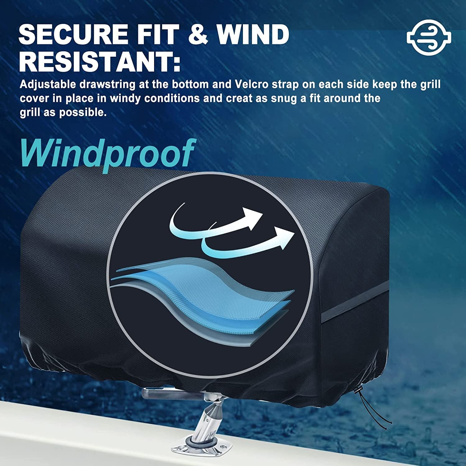 Boat BBQ Grill Cover Waterproof 23X15X15In. for Magma Chefsmate Gas Grill. Magma Cabo Grill. Magma Newport 2 Infra Red Grill. Magma Catalina 2 Infra Red Grill. Heavy Duty Windproof Anti-Uv - Image 4