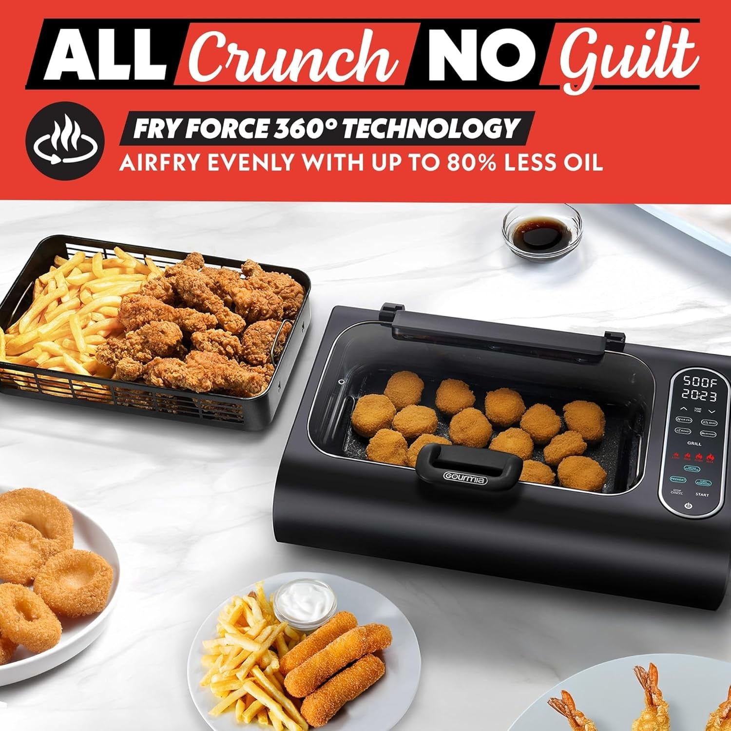 Gourmia Smokeless Indoor Grill & Air Fryer Raclette Grill with Smoke Extracting Technology for Indoor Grill Extra-Large Nonstick Cooking Electric Grill Indoor Korean BBQ Style 6 Quart Foodstation™ - Image 4