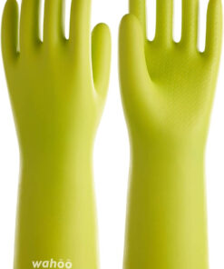 LANON Wahoo Skin-Friendly Cleaning Gloves. Dishwashing Kitchen Gloves with Cotton Flocked Liner. Reusable. Non-Slip. Bud Tender. Medium