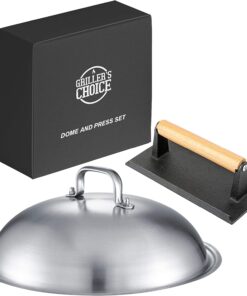 Grillers Choice Griddle Accessories. Flat Top Grill Accessories.Commercial Quality Cast Iron Grill Press and Melting Dome. Griddle Grill Dome for Cooking and Griddle Cheese Press.