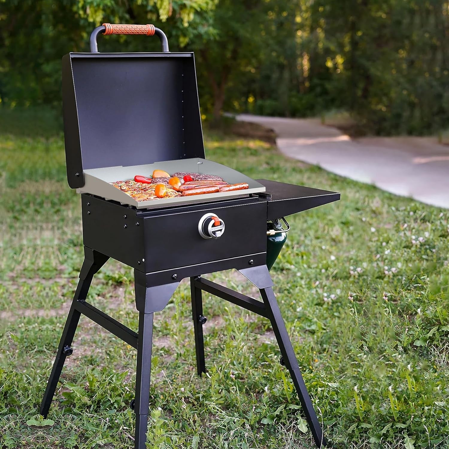 Stainless Steel Flat Top Griddle for Blackstone 17 Inch Tabletop Grill Station. Griddle Replacement Top with Rear Grease System - Image 7