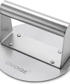 OVOQE 6.2 Inch Heavy Duty Stainless Steel Smash Burger Press. round Stainless Steel Professional Burger Smasher/Hamburger Patty Maker. Griddle Accessories Kit for Flat Top Grill. Rust-Free Easy Clean.