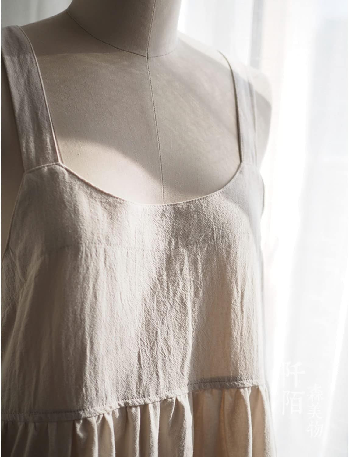 Uaussi Cotton Linen Apron Cross Back Work Apron for Women with Pockets Pinafore Dress X Cross Halter Apron for Chef Gardening - Image 2