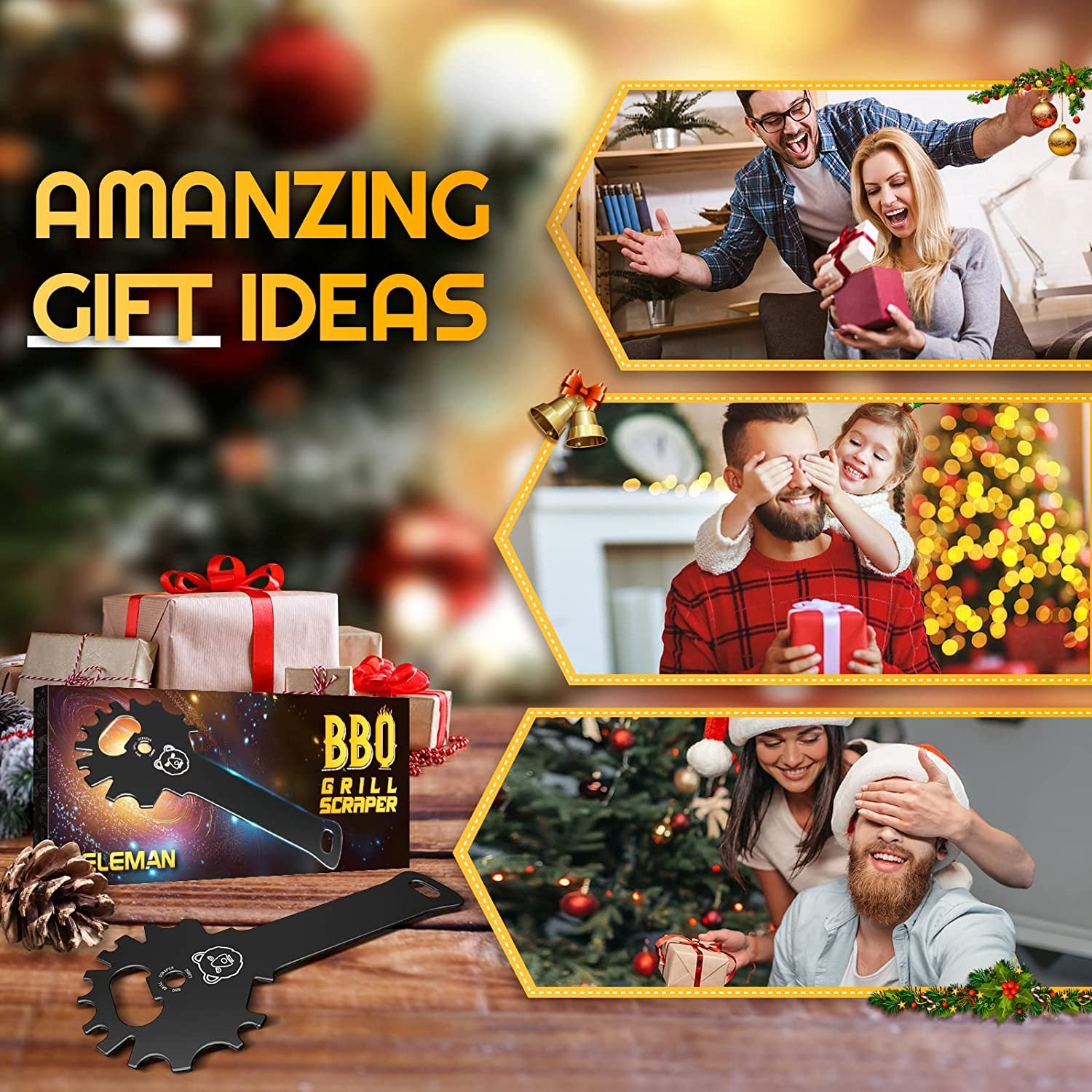 Grilling Gifts for Men BBQ Grill Scraper - Christmas Stocking Stuffers for Men Women Grill Accessories Cleaner Scraper Cool Stuff Gadgets for Teens Adults Husband Dad Birthday Gifts Kitchen Gadgets - Image 2