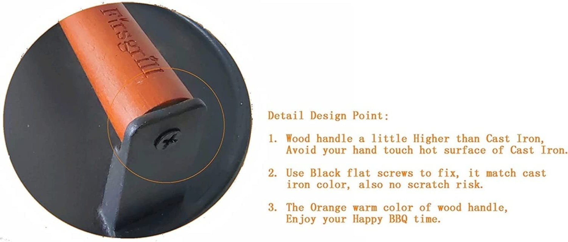 Burger Press 7.08 round & 8.3''X4.3Rectangle Heavy-Duty Cast Iron Smash Meat Steak with Wood Handle for Blackstone Camp Chef Pitboss Weber Treager Griddle Grills (Round & Rectangle) - Image 4