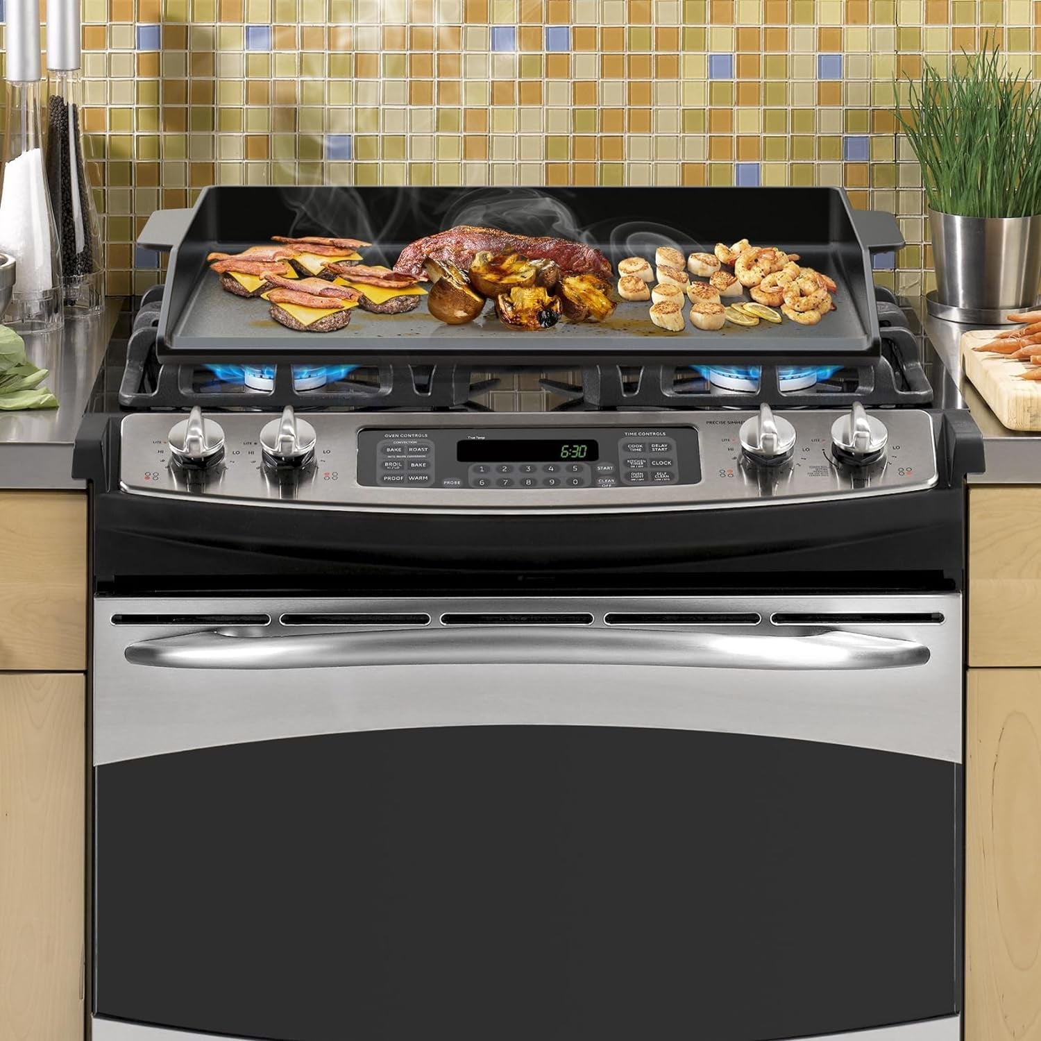 Universal Cast Iron Cooking Griddle. Nonstick Coating Griddle Flat Top Grill Plate with Extra High Sidewalls for All Gas Grills and 4 Burner Range Oven. 23 X 16 - Image 6