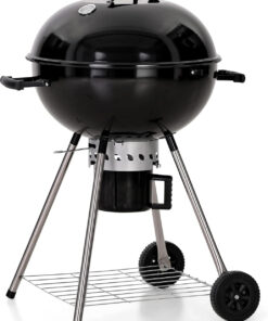 MFSTUDIO 22 Master Kettle Charcoal Grill. Premium Outdoor Barbecue Grill with Thermometers. Porcelain-Enameled Lid & Ash Catcher. Black