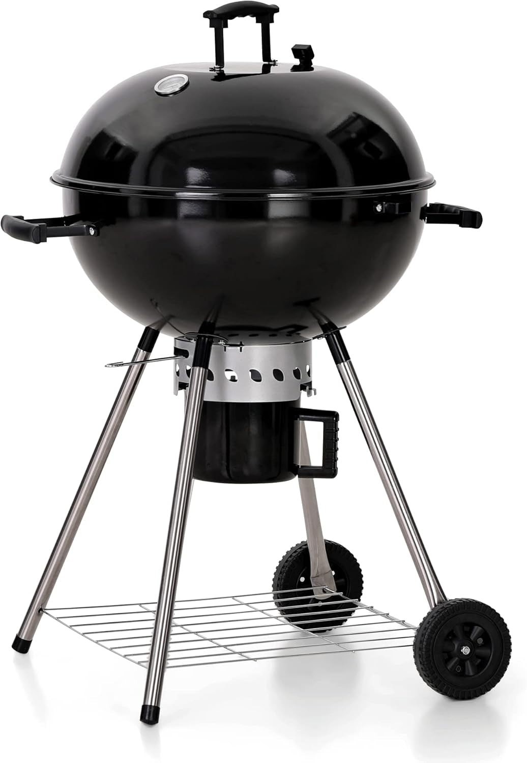 MFSTUDIO 22 Master Kettle Charcoal Grill. Premium Outdoor Barbecue Grill with Thermometers. Porcelain-Enameled Lid & Ash Catcher. Black - Image 10