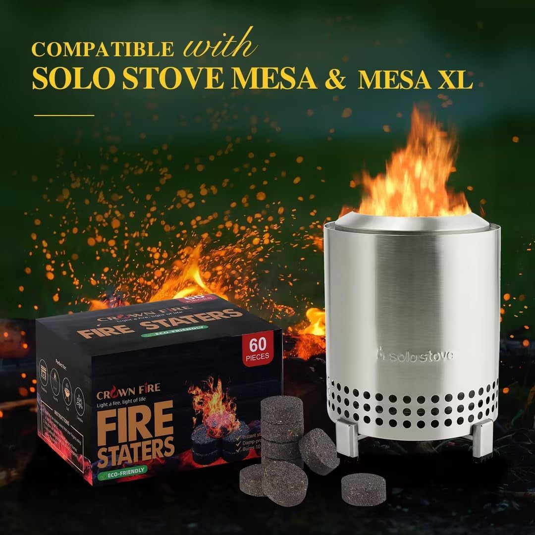 Fire Pit Starters for Solo Stove Mesa. 60 Count Fireplace Starter Great Accessories Tool for Grilling Camping Cooking Campfires and BBQ Light Fire Wood Charcoal and Sticks - Image 6