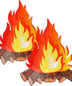 12 Inch Tall Artificial Fire Fake Flame Paper 3D Decorative Cardboard Campfire Centerpiece Flame Torch for Campfire Party Decorations (2)