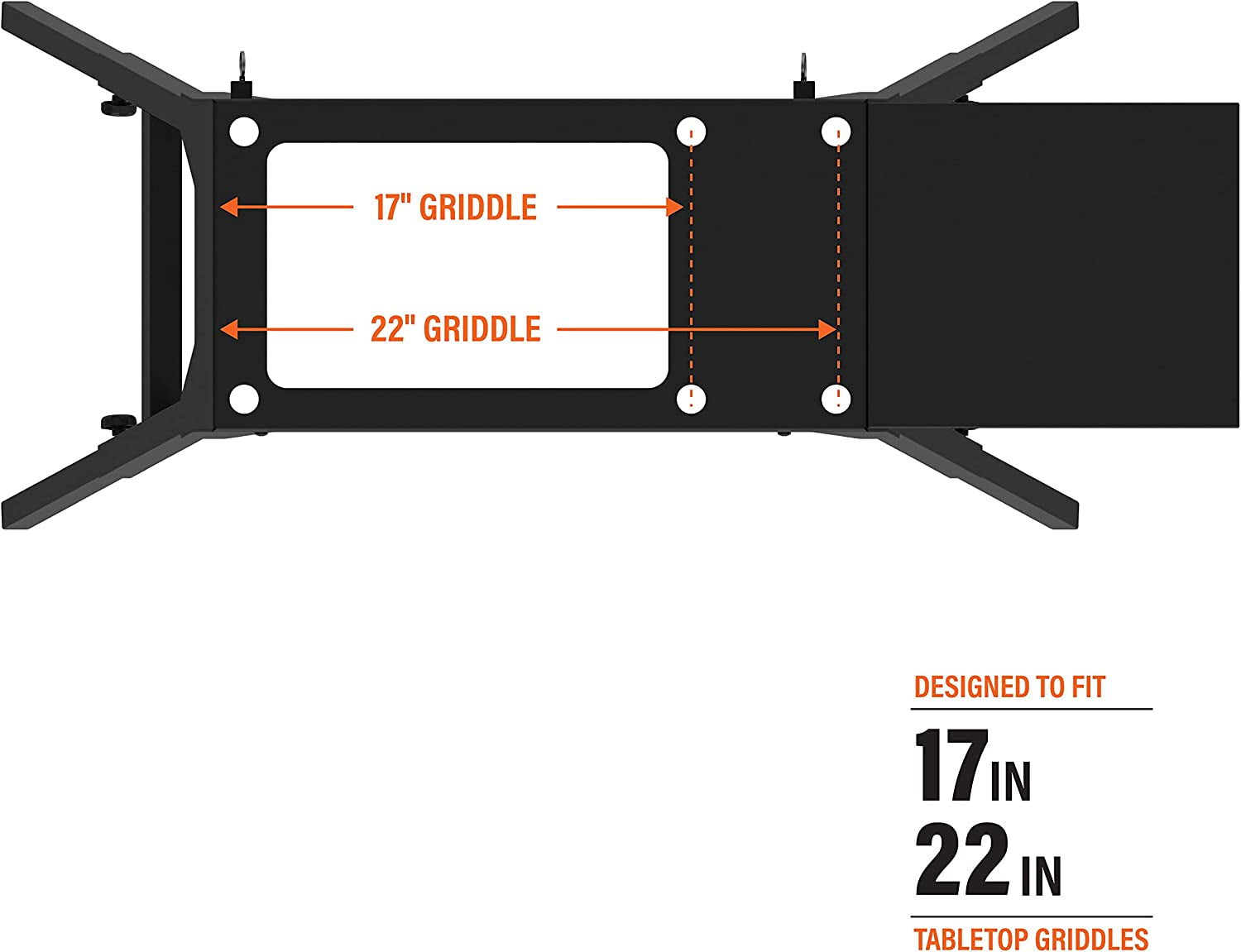 Universal Griddle Stand with Adjustable Leg and Side Shelf - Made to Fit 17 or 22 Propane Table Top – Perfect Take along Grill Accessories for Outdoor Cooking Camping (Black) - Image 3