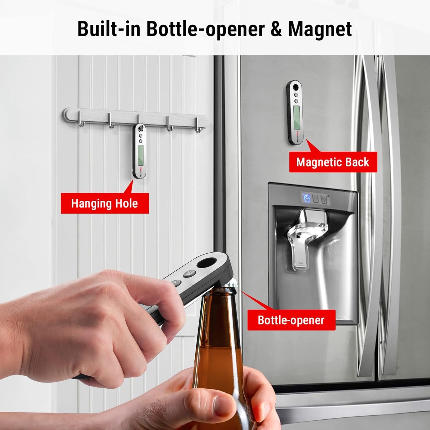 TP610 Digital Meat Thermometer for Cooking. Rechargeable Instant Read Food Thermometer with Rotating LCD Screen. Waterproof Cooking Thermometer with Alarm for Grilling. Smoker. BBQ. Oven - Image 7