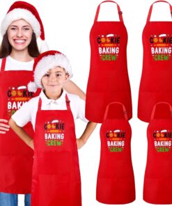4 Pack Christmas Matching Aprons Christmas Baking Crew Kitchen Apron for Family Cooking Baking