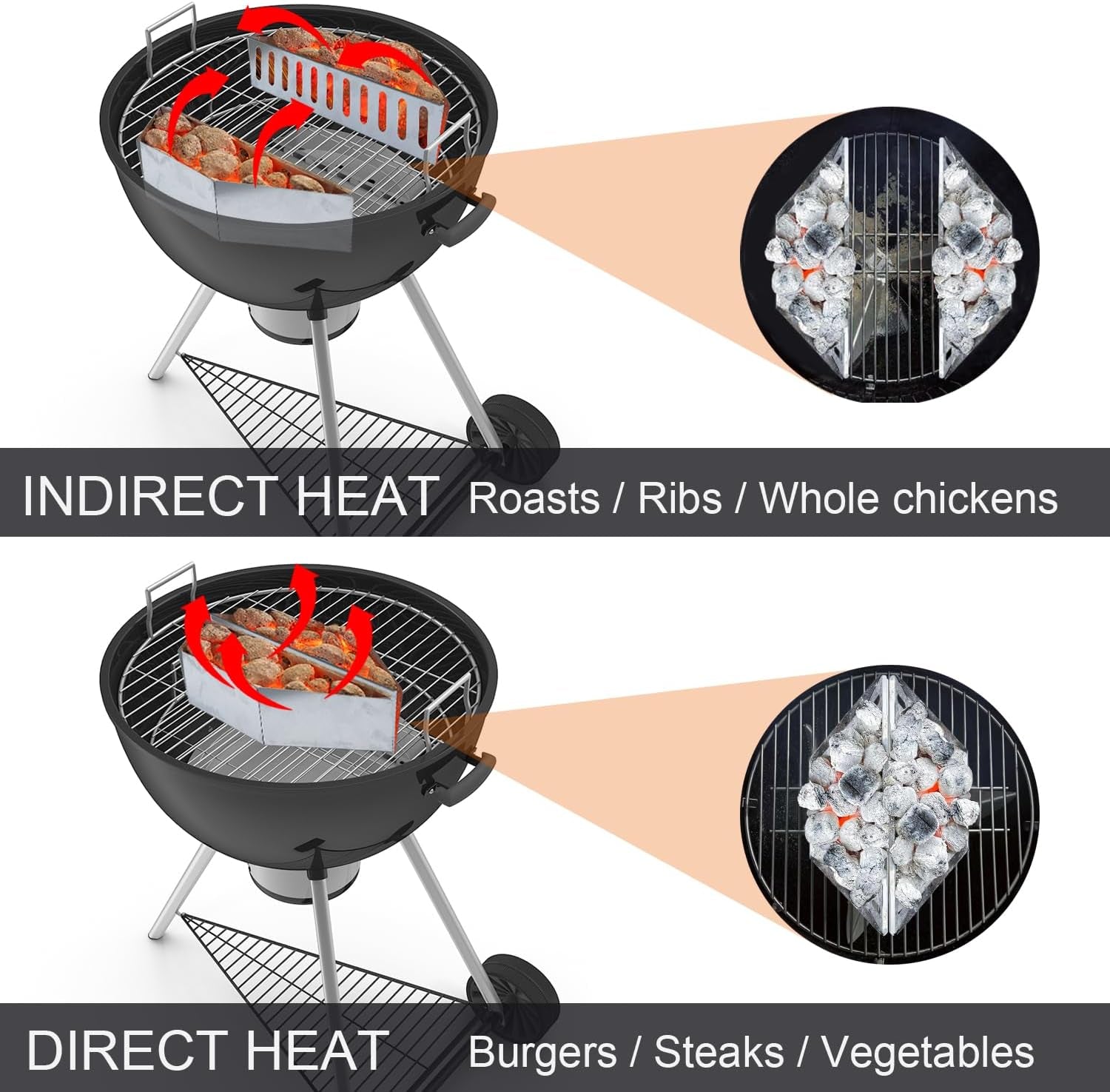 Charcoal Basket Set of 2 - BBQ Charcoal Grill Basket Holders. Heavy Duty Grill Accessories Replacement for Weber 22 Kettle Grill. Compatible with Weber Grill Accessories & Parts. Universal Fit for Charcoal Grills - Image 6