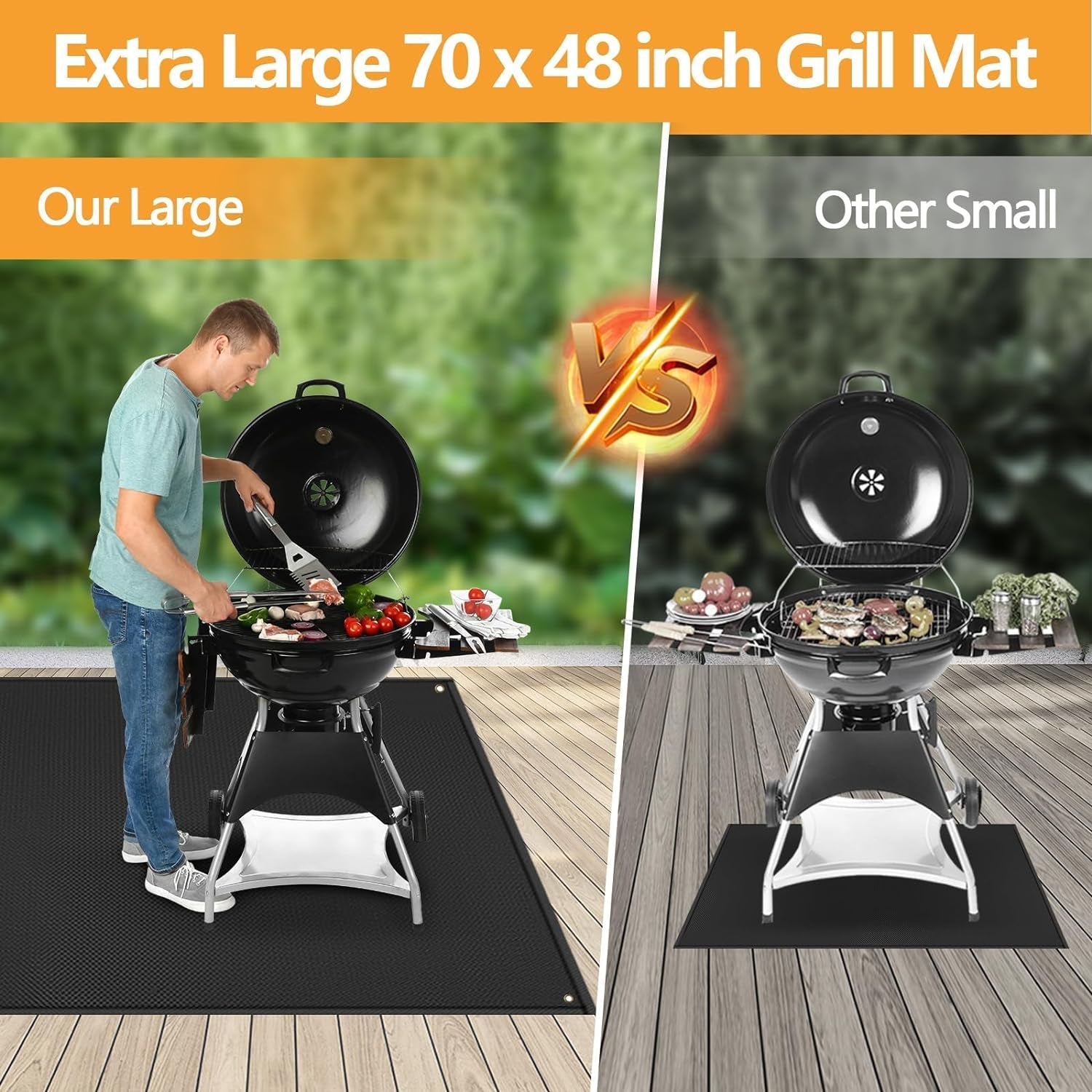 70 X 48 in under Grill Mat for Outdoor Grill - Fireproof BBQ Mats for Grilling to Protect the Deck. Patio. Pavers - Easy to Clean Indoor Fireplace Mat - Image 2