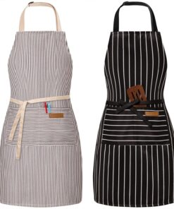 2 Pack Adjustable Bib Apron with 2 Pockets Chef Cooking Kitchen Restaurant Aprons for Women Men