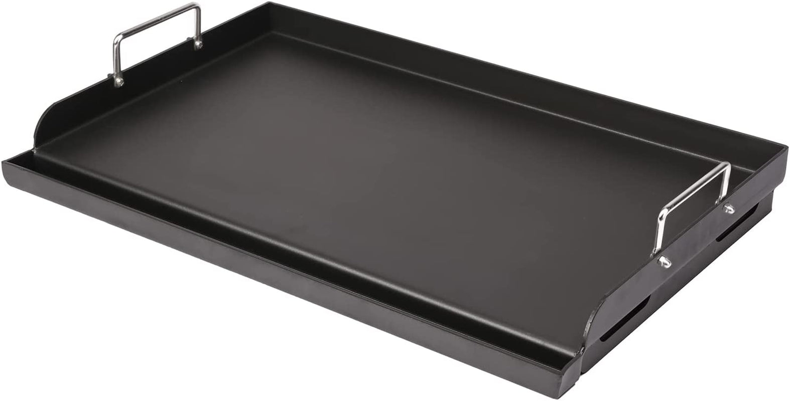 25 X 16 Nonstick Coating Cooking Griddle for Gas Grill. Universal Griddle Flat Top Plate Insert with Grease Groove and Removable Handles for Charcoal/Gas Grills. Camping. Tailgating. Parties