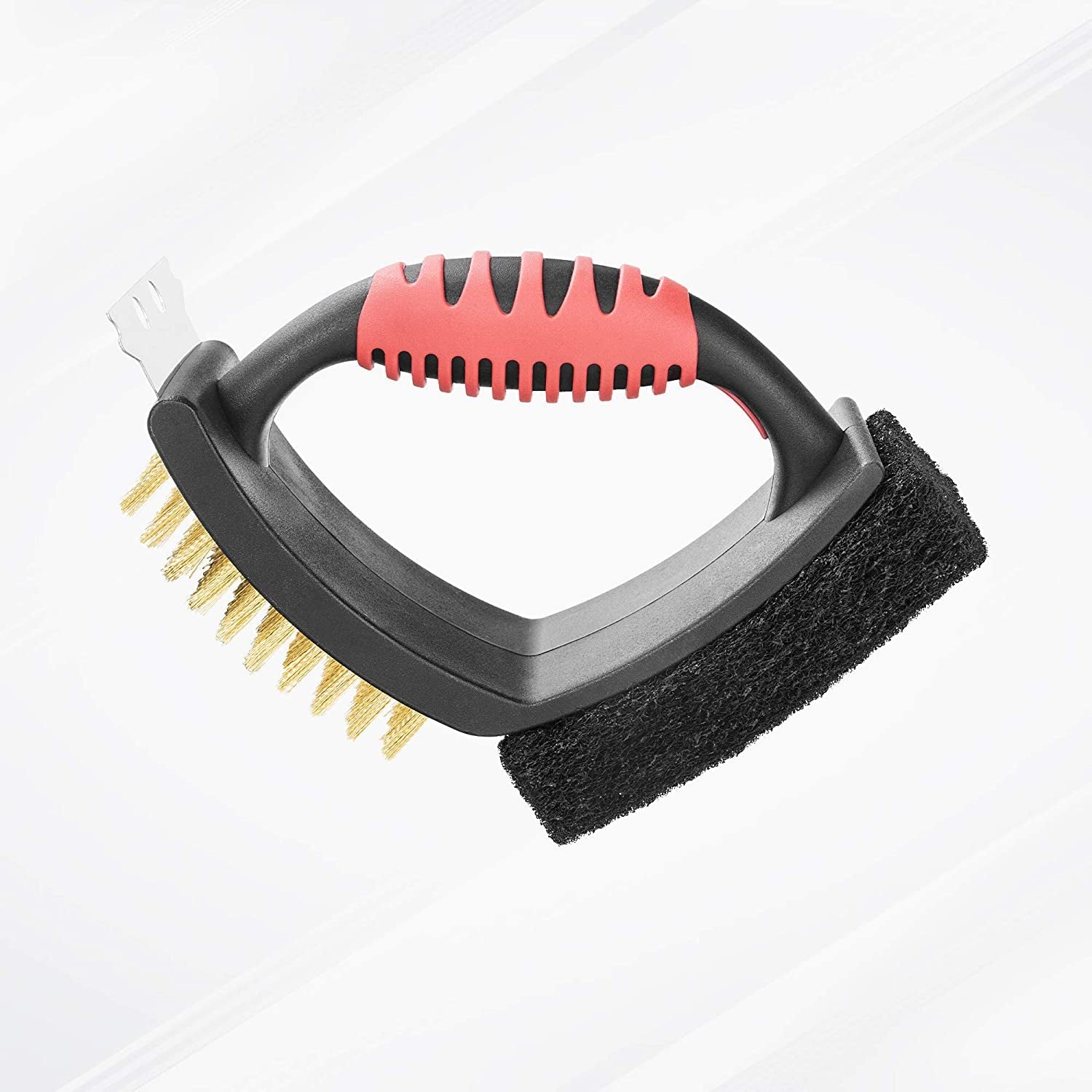 Grill Brush for Outdoor Grill. Brass Grill Cleaning Brush BBQ Cleaning Brush for Outdoor Grill. Multifunctional with Brass Bristle Scouring Pad and Scraper Grill Cleaner Brush and Scraper - Image 7