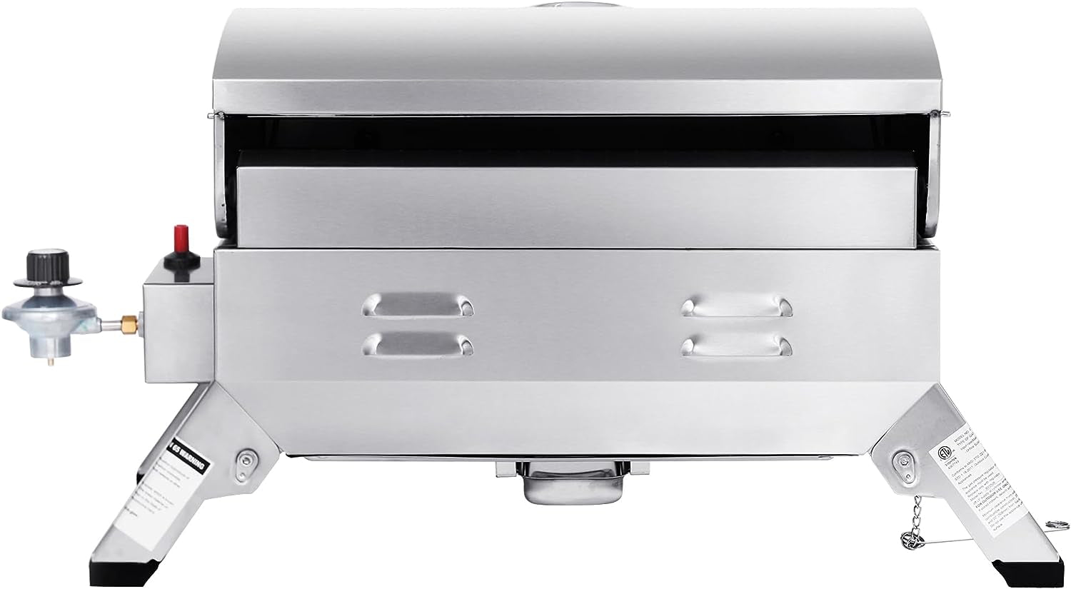 GT1001 Stainless Steel Portable Grill. 10000 BTU BBQ Tabletop Gas Grill with Folding Legs and Lockable Lid. Outdoor Camping. Deck and Tailgating. Silver - Image 4