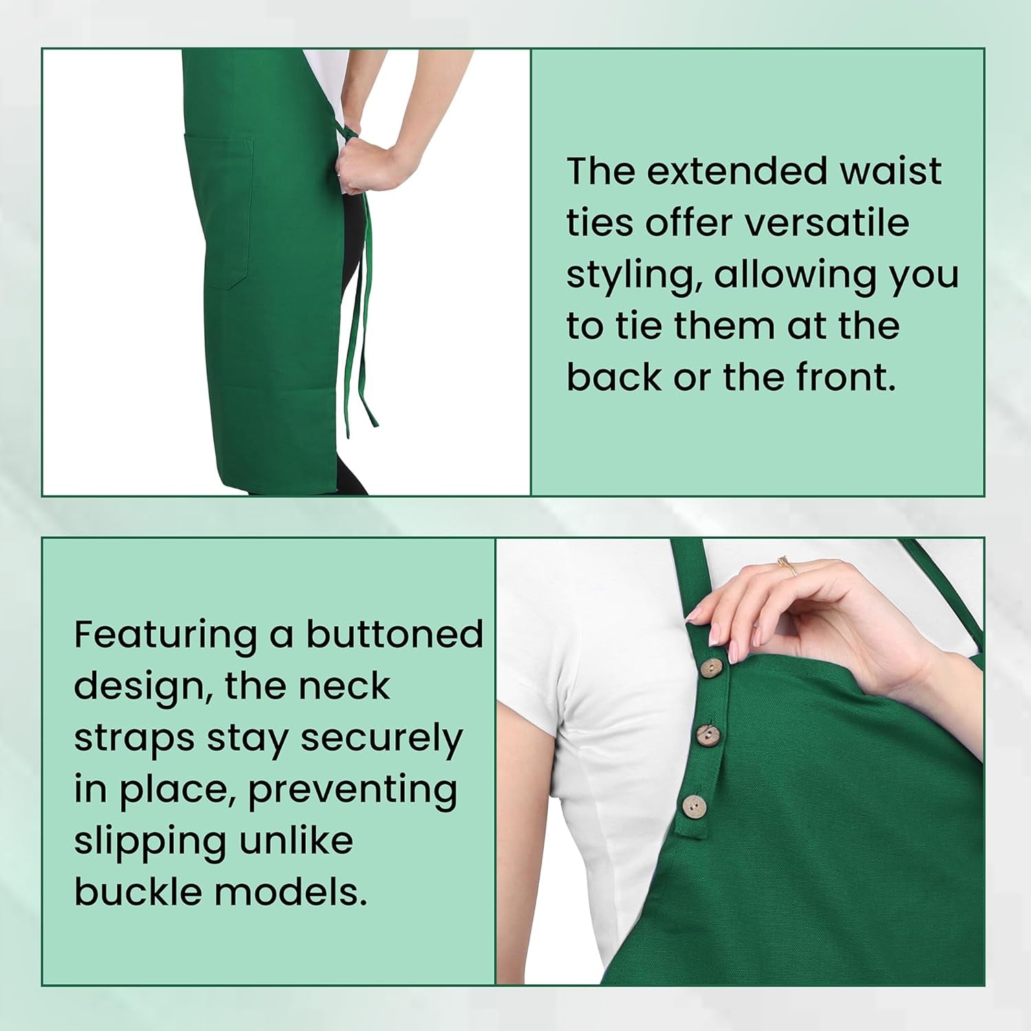 Kitchen Apron Cotton Waterdrop Resistant with Adjustable Aprons for Women with Pockets 8 Color Option Cooking - Image 7