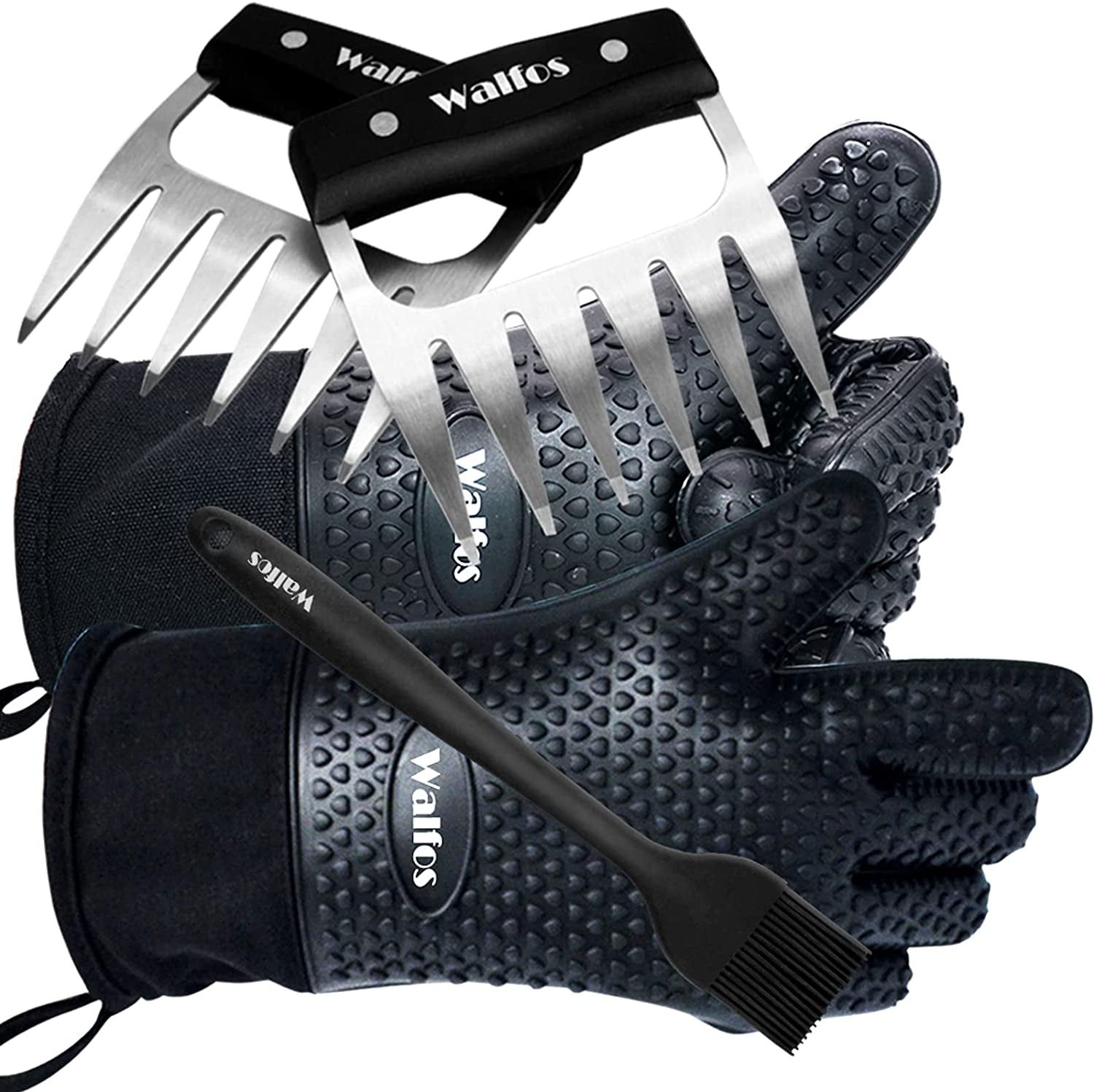 Walfos Silicone Grill and Cooking Gloves plus Pork Shredder Claws plus Silicone Basting Brush - Heat Resistant and Non-Slip. Safe Cooking and Grilling for Indoor & Outdoor. Superior Value Premium Set - Image 10
