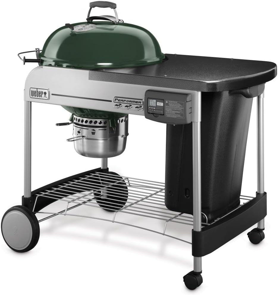 Weber Performer Deluxe Charcoal Grill. 22-Inch. Touch-N-Go Gas Ignition System. Green - Image 5