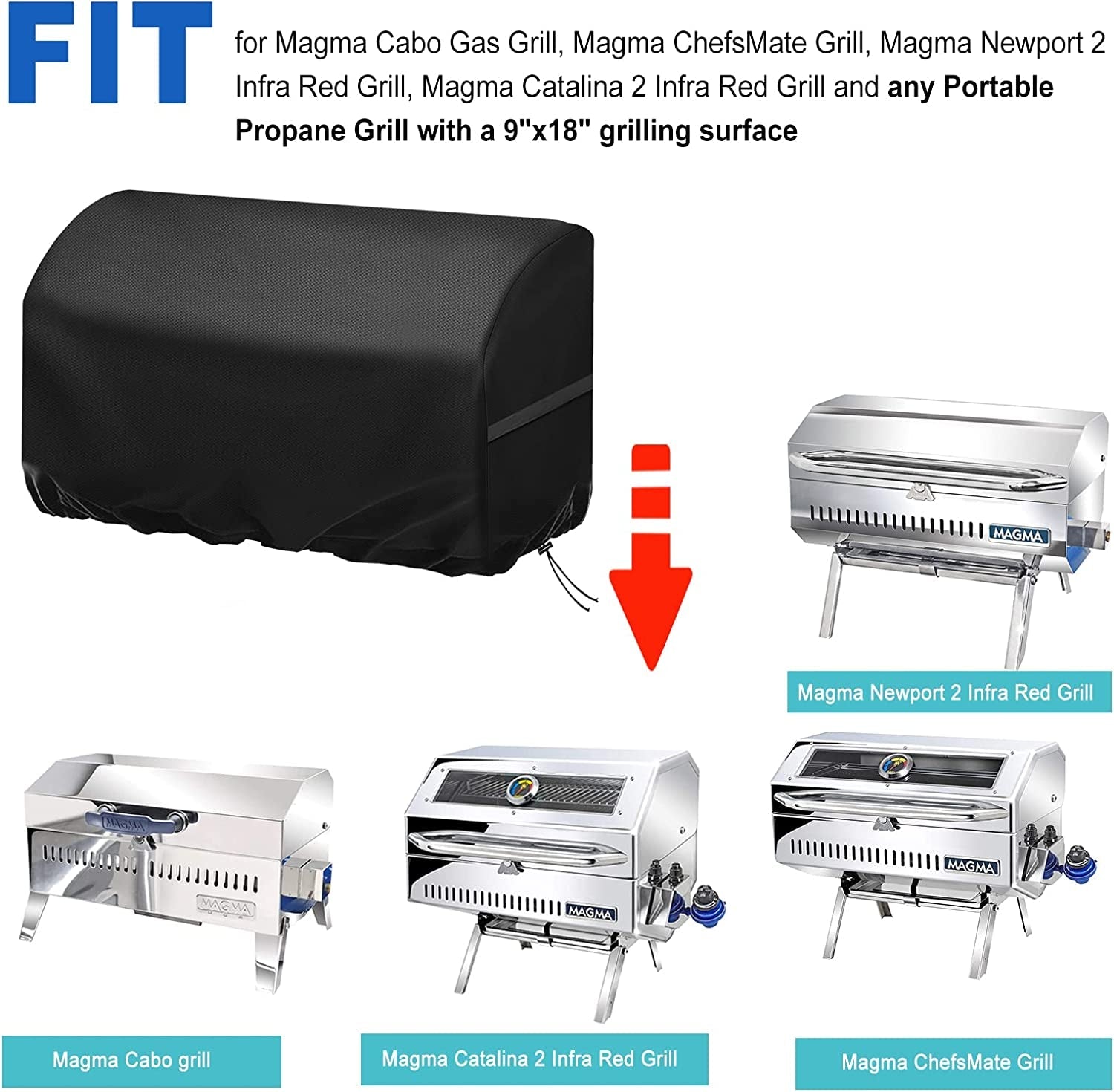 Boat BBQ Grill Cover Waterproof 23X15X15In. for Magma Chefsmate Gas Grill. Magma Cabo Grill. Magma Newport 2 Infra Red Grill. Magma Catalina 2 Infra Red Grill. Heavy Duty Windproof Anti-Uv - Image 5