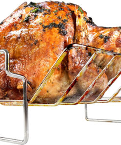Rib and Roaster Rack Accessories for Big Green Egg. Stainless Turkey Roasting Rack for Grilling and Smoking - Perfect for Roast Chicken. Leg of Lamb. Forerib of Beef. Fits 18In or Larger Kamado Grills