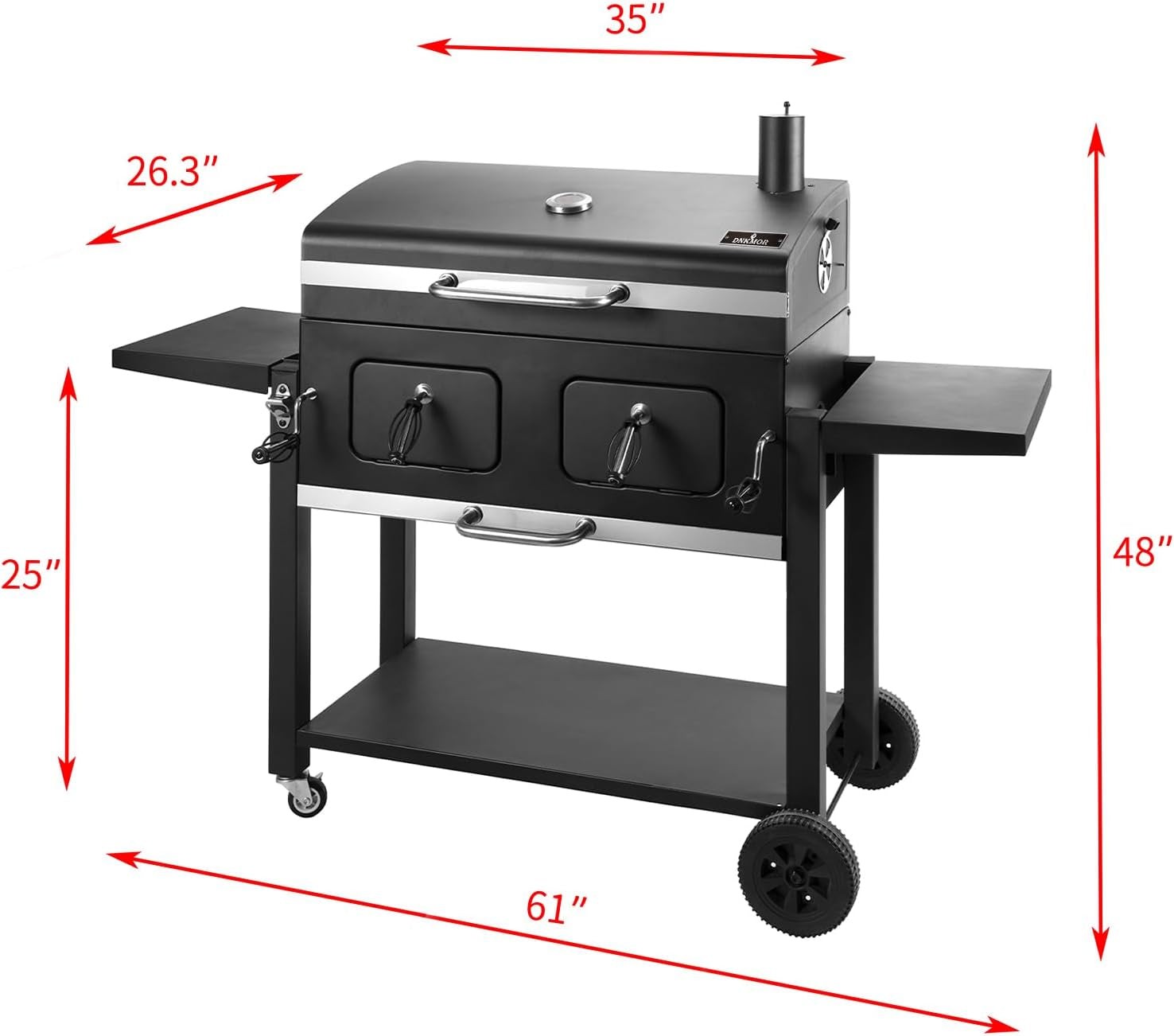 Charcoal Grill Outdoor BBQ Grill. Extra Large Cooking Area 794 Square Inches with Two Individual & Adjustable Charcoal Tray. Foldable Side Tables for Outdoor Cooking Backyard Camping Picnics by - Image 6