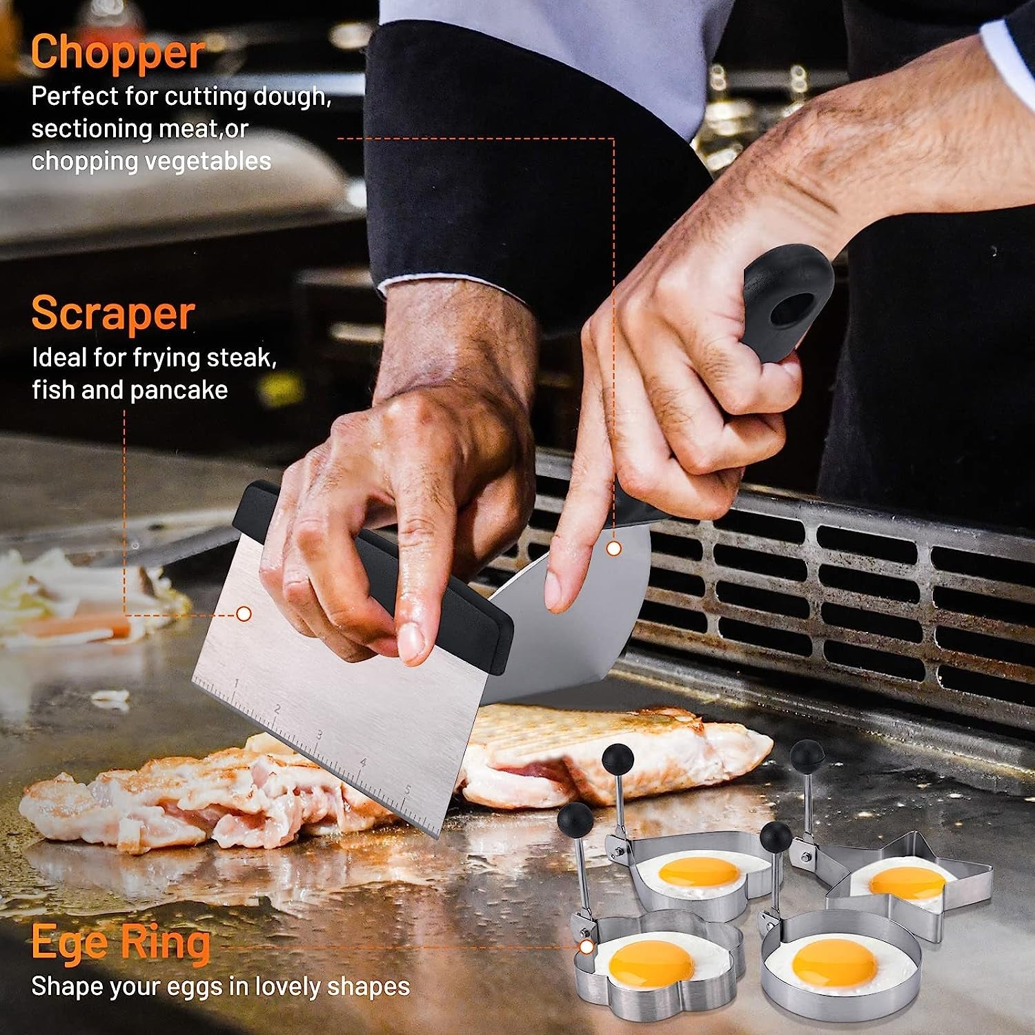 Blackstone Griddle Accessories Kit.41Pcs Flat Top Grill Accessories Set for Blackstone and Camp Chef.Professional Stainless Steel Griddle Grill Tools Set for Outdoor BBQ Teppanyaki Camping - Image 5