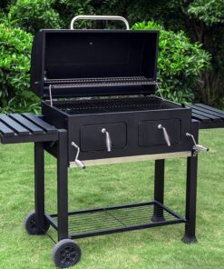 Sophia & William Heavy-Duty Charcoal BBQ Grills Extra Large Outdoor Barbecue Grill with 794 SQ.IN. Cooking Area. Dual-Zone Individual & Adjustable Charcoal Tray and Foldable Side Table. Black