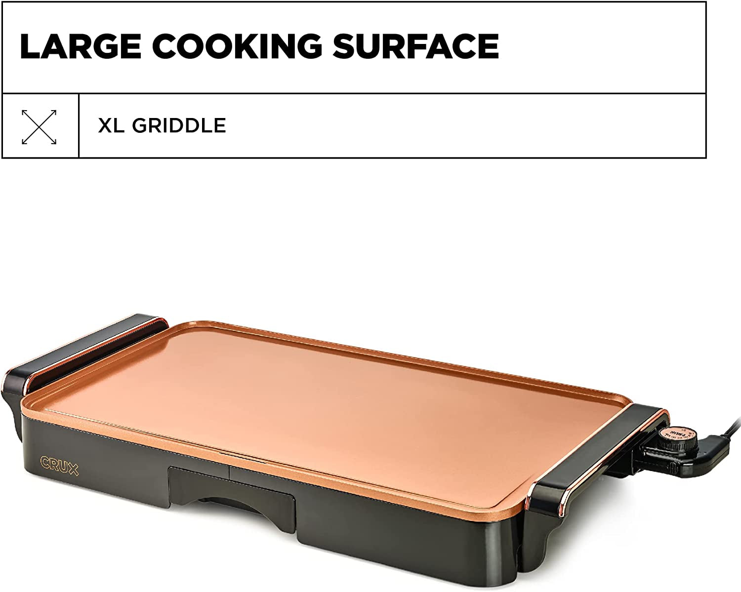Electric Griddle with Nonstick Ceramic Coating. Cool-Touch Handles. and Slide-Out Drip Tray - Indoor Grill for Breakfast. Eggs. Pancakes. and Burgers - Image 3