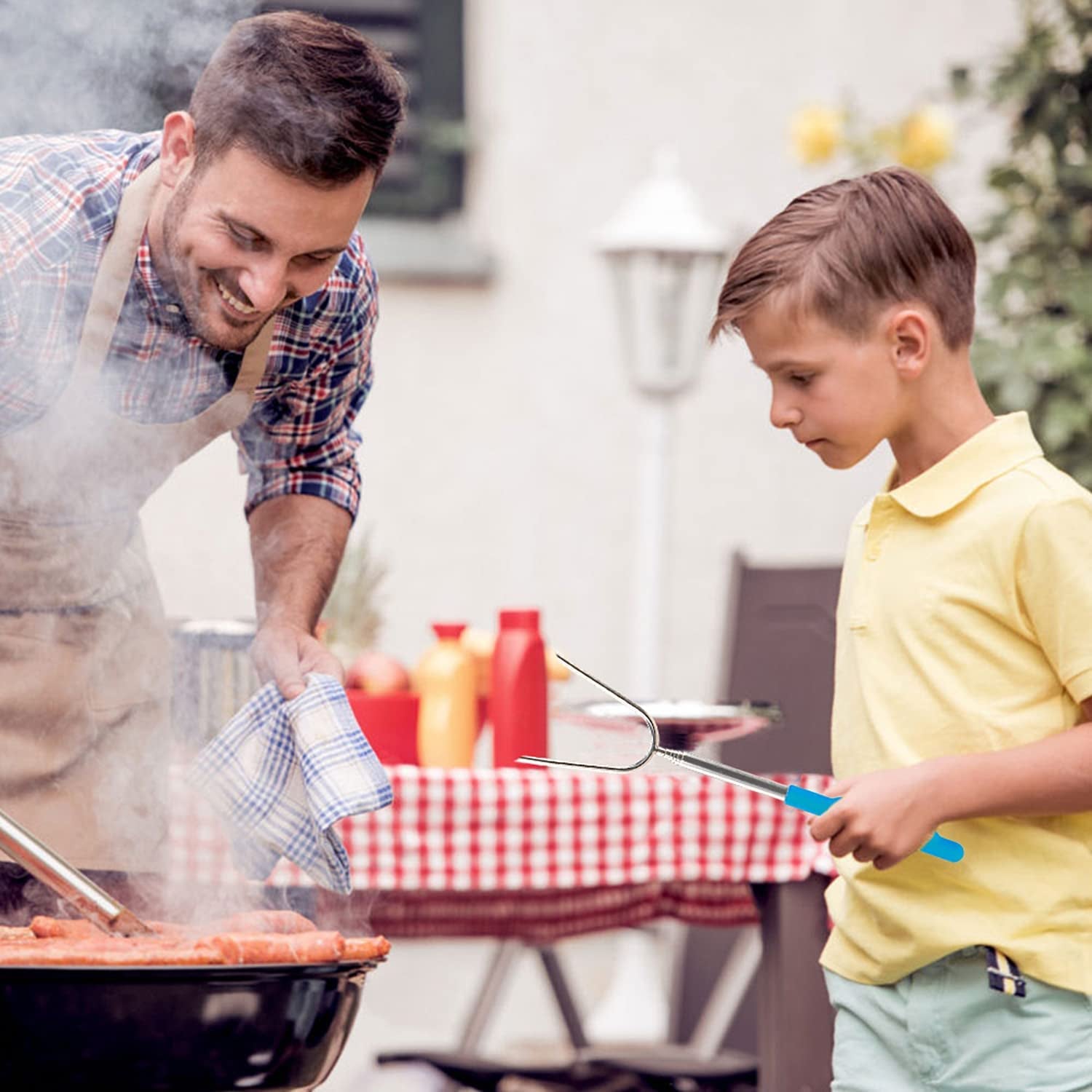 Briout Marshmallow Roasting Sticks 12 Colors Extra Long 45'' Stainless Telescoping Hot Dog Smores Skewers Kids Safe Barbecue Forks for Campfire. Bonfire and Grill(12 Count) - Image 6