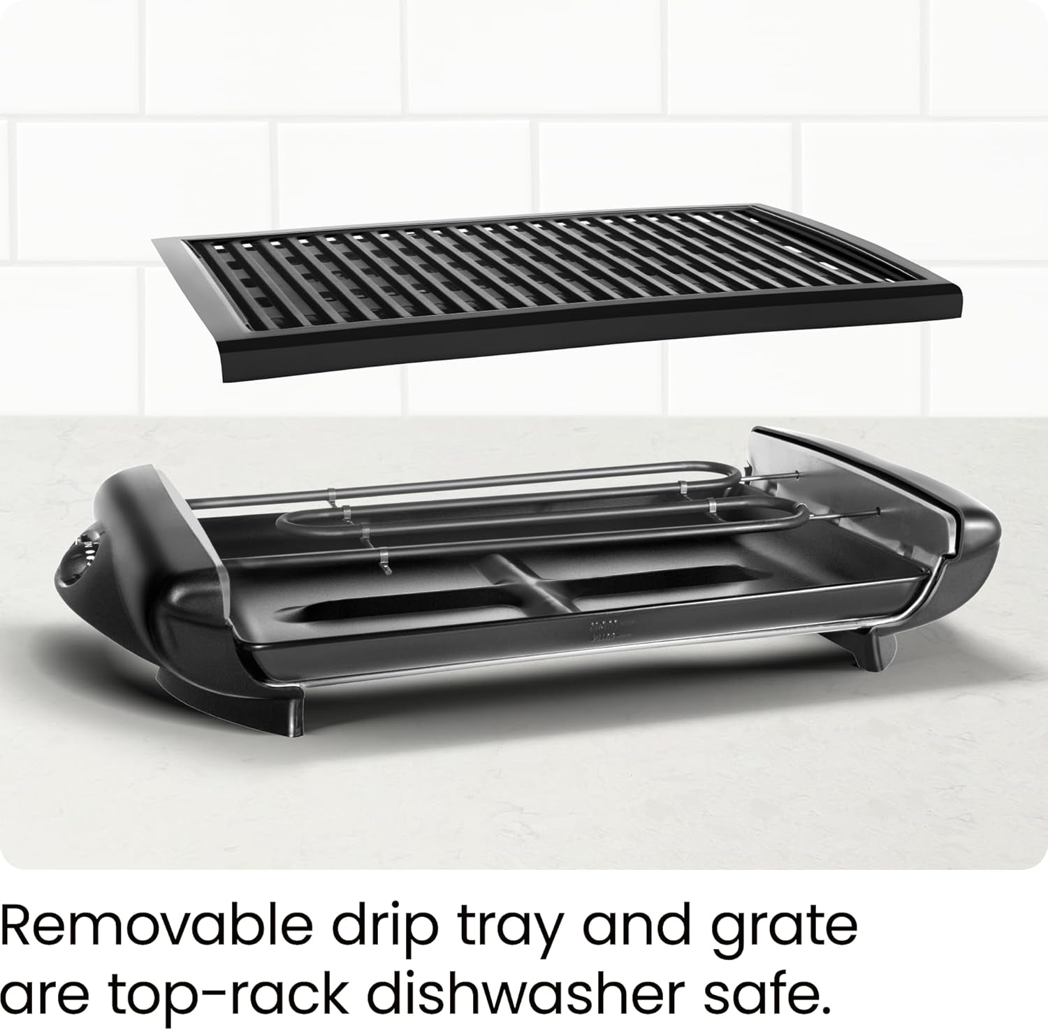 Chefman Electric Smokeless Indoor Grill W/ Non-Stick Cooking Surface & Adjustable Temperature Knob from Warm to Sear for Customized Bbqing. Dishwasher Safe Removable Water Tray. Black - Image 8